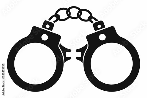 handcuffed icon line art silhouette vector illustration