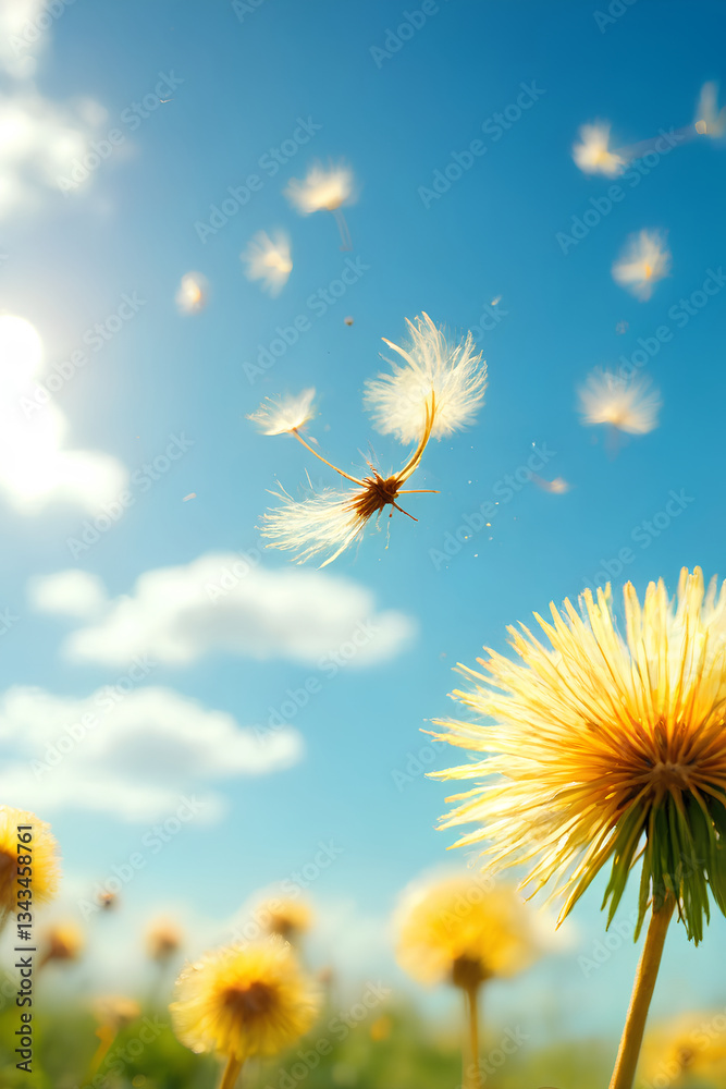 Obraz premium dandelion on the sky background
