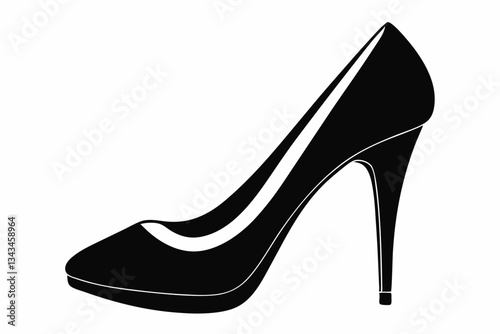 high heel line art silhouette vector illustration