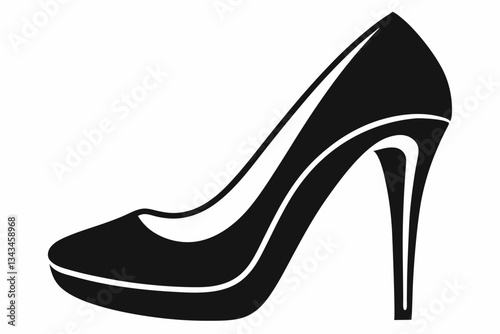 high heel line art silhouette vector illustration