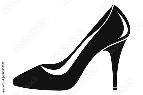 high heel line art silhouette vector illustration