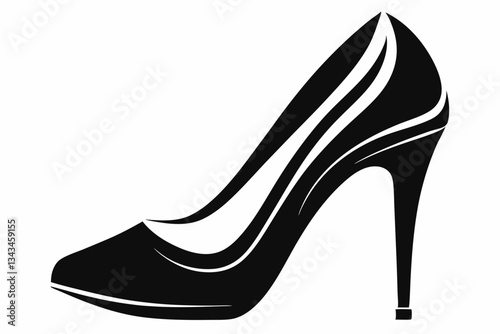 high heel line art silhouette vector illustration