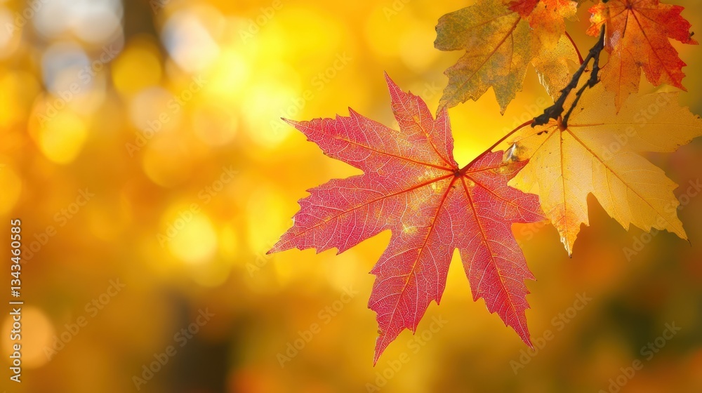 A symphony of vibrant autumn hues, as maple leaves, painted in fiery shades of gold, red, and orange, adorned a pristine yellow backdrop, a testament to nature is artistry. A symphony of vibrant autumn hues, as maple leaves, painted in fiery shades of gold, red, and orange, adorned a pristine yellow backdrop, a testament to nature is artistry.