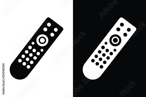 Remote Control Silhouette Vector Icon Black & White Background.