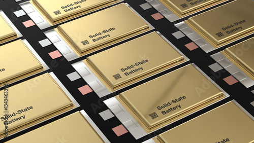 solid state batteries for cars, development groundbreaking SSB pouch cell solid-state electric vehicle battery, High Energy Density Energy storage, mass production accumulator cell modules, 3d render
