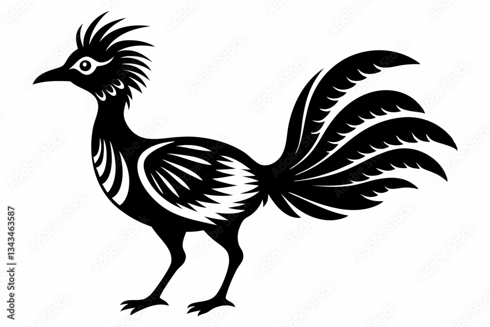 Fototapeta premium lyrebird line art silhouette vector illustration