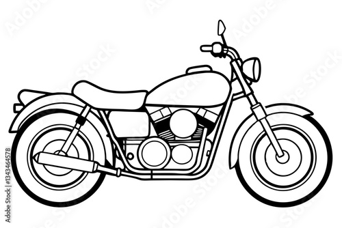 monochrome classic motorcycle line art silhouette vector illustration