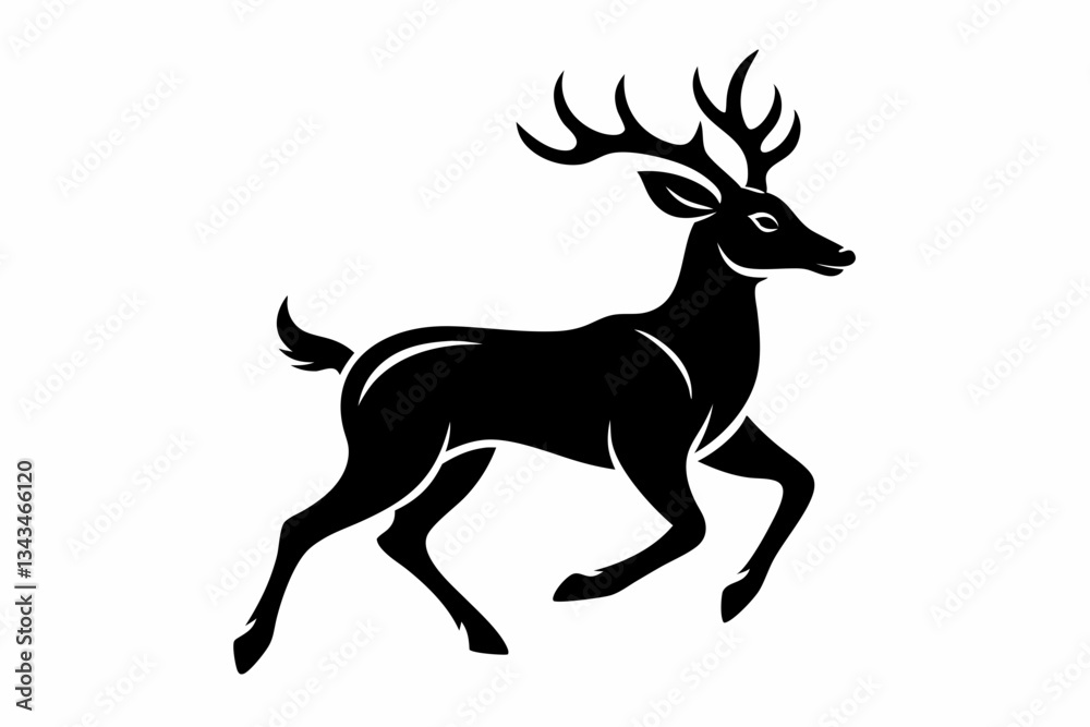 mule deer running line art silhouette vector illustration mule deer running line art silhouette vector illustration