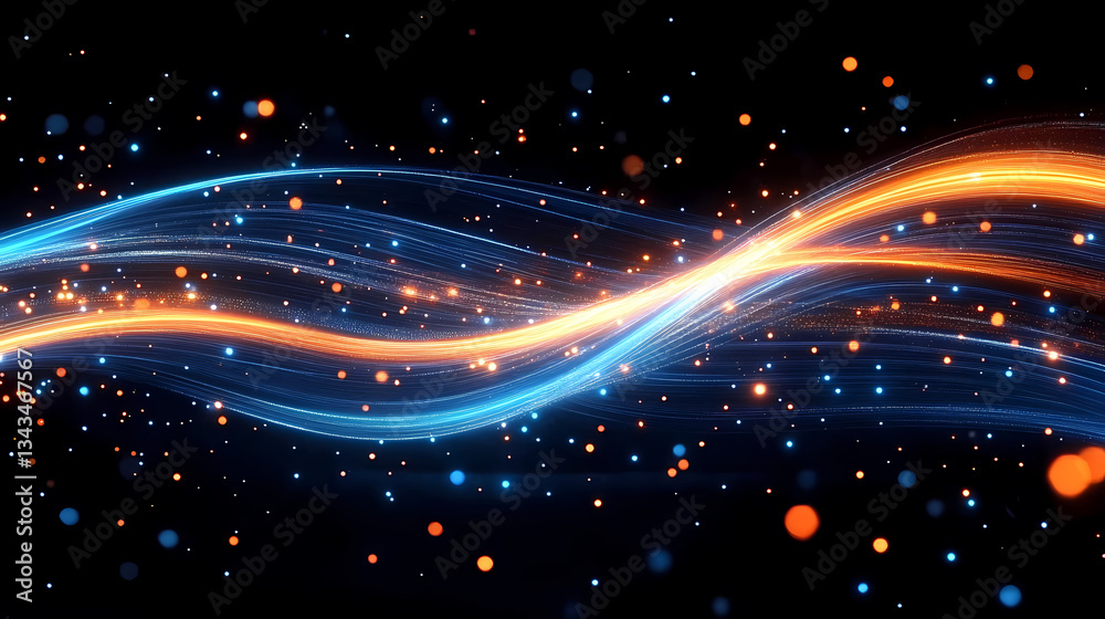 Obraz premium Abstract Blue and Orange Light Lines