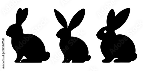 Set of bunny, rabbit, silhouette, cute illustration vector.
