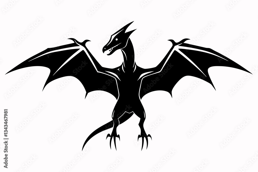 Obraz premium pterodactyl line art silhouette vector illustration