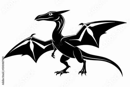 pterodactyl line art silhouette vector illustration