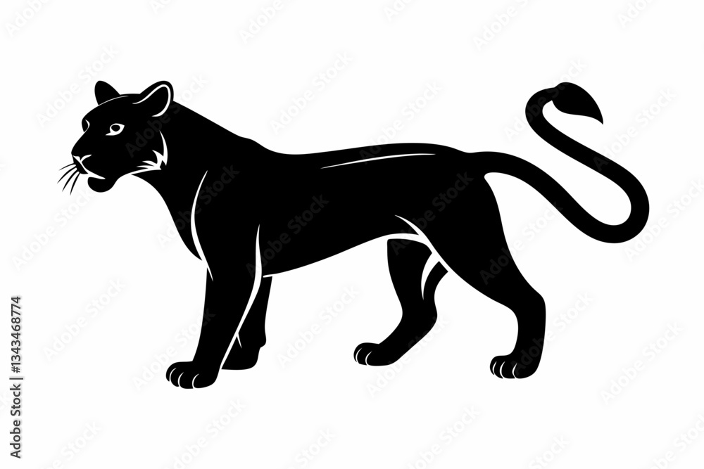 Obraz premium puma line art silhouette vector illustration
