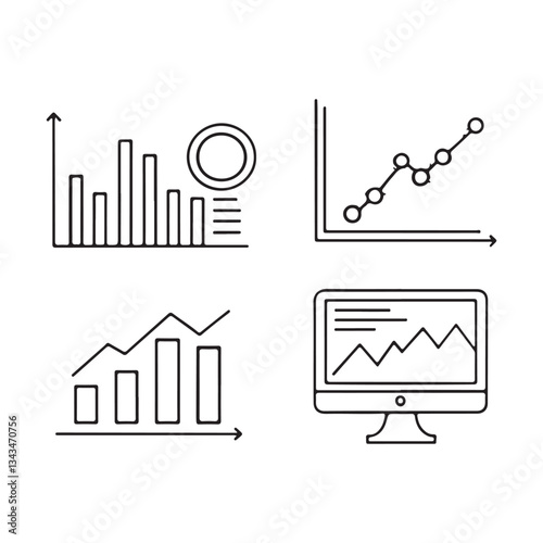 A curated collection of graph and chart icons,  suitable for various design projects.
