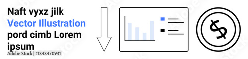 Arrow linking bar chart and aligned text to a circular dollar sign. Ideal for data analysis, financial growth, business strategy, economic development, investment planning, revenue insights, abstract