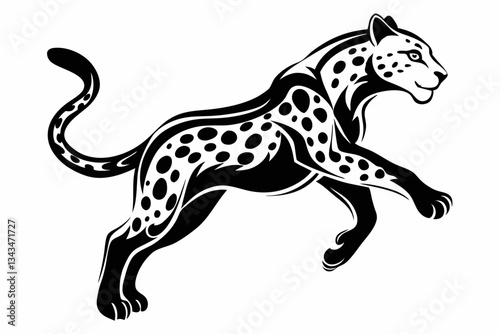 Wallpaper Mural snow leopard jump line art silhouette vector illustration Torontodigital.ca