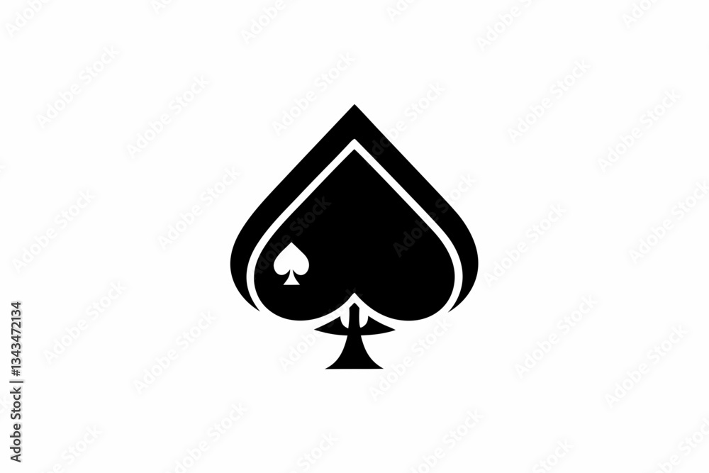 spades card icon line art silhouette vector illustration spades card icon line art silhouette vector illustration