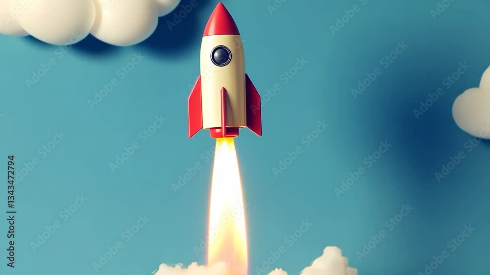 rocket houses air move start cloud paper 3d design ai generated video concept