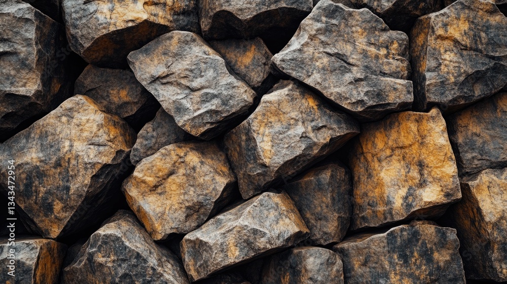 Fototapeta premium A closeup image showing a pile of irregularly shaped rocks