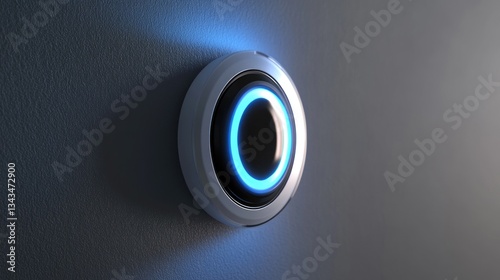A modern wall-mounted lamp featuring a bright blue ring, perfect for adding a touch of sophistication to any room