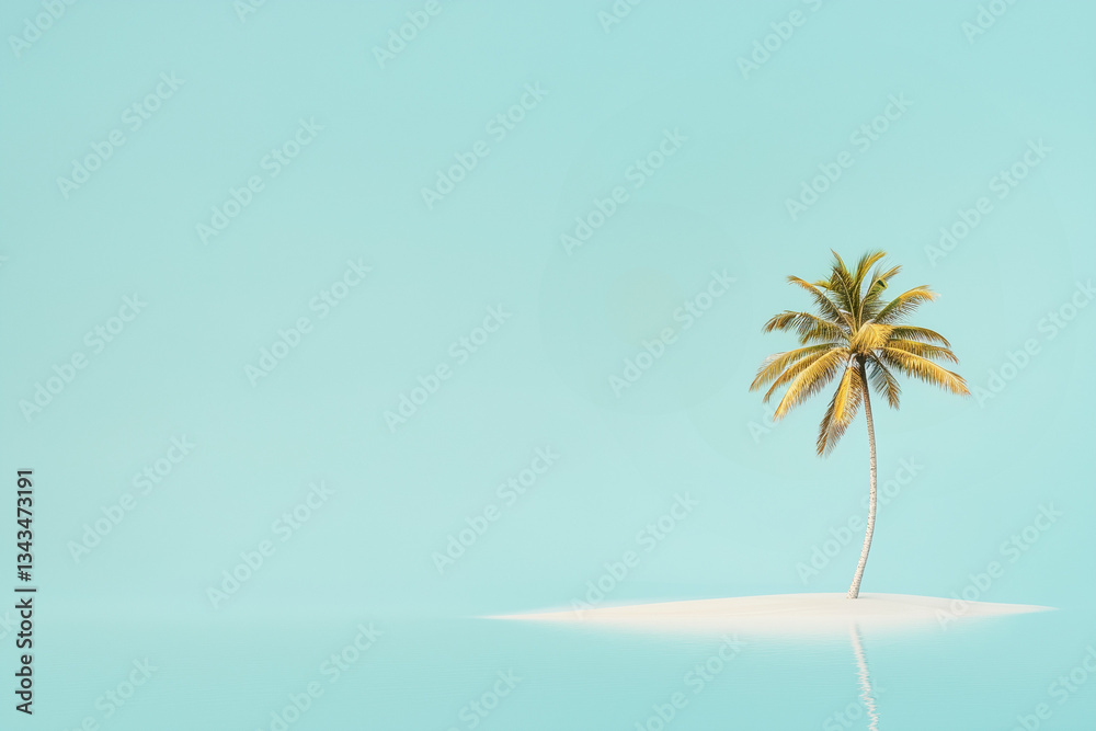 Obraz premium A tropical beach concept made of palm trees, showcasing a creative and minimal summer idea.