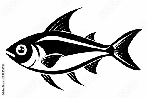 tetra fish line art silhouette vector illustration