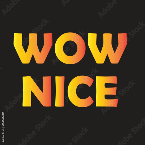 wow nice text design vector 3D