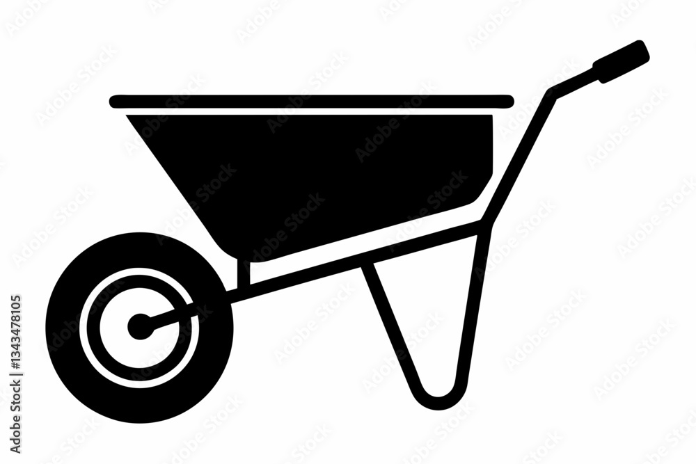 wheel barrow line art silhouette vector illustration wheel barrow line art silhouette vector illustration