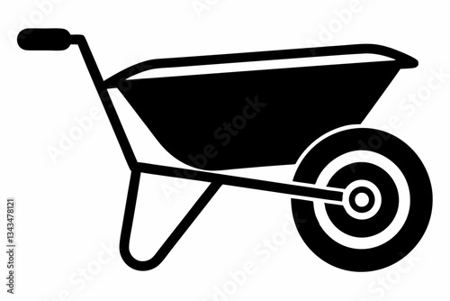 wheel barrow line art silhouette vector illustration