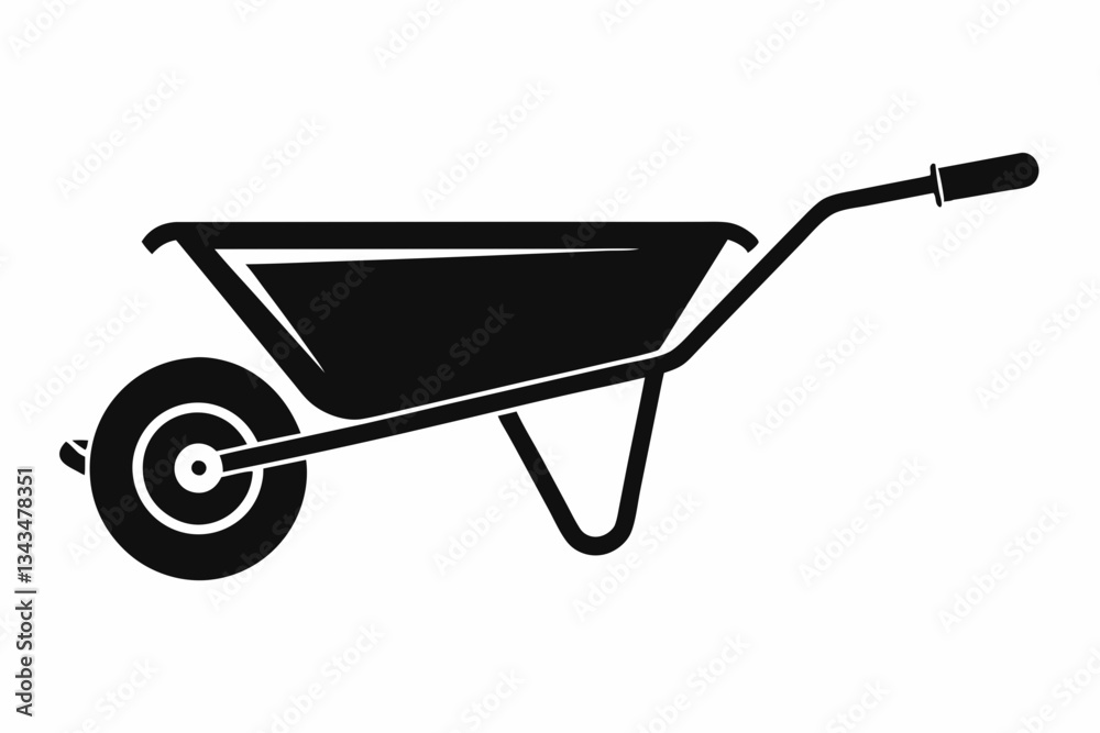 wheel barrow line art silhouette vector illustration wheel barrow line art silhouette vector illustration