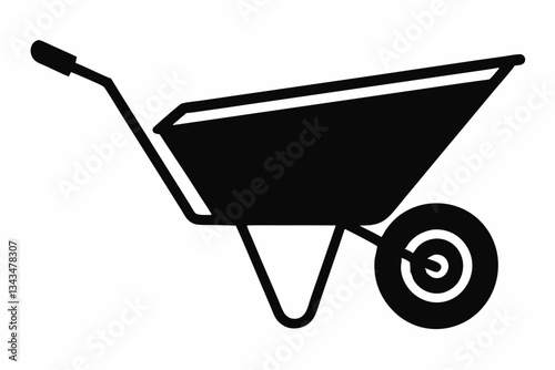 wheel barrow line art silhouette vector illustration