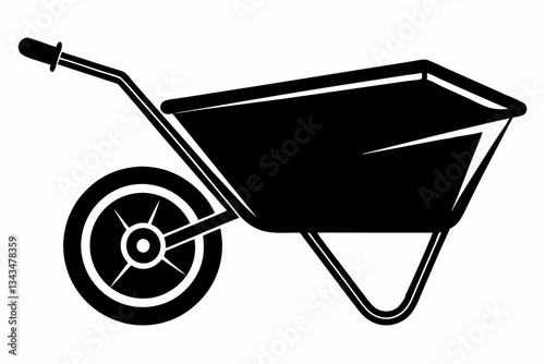 wheel barrow line art silhouette vector illustration