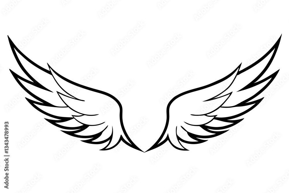 Fototapeta premium wings line art silhouette vector illustration