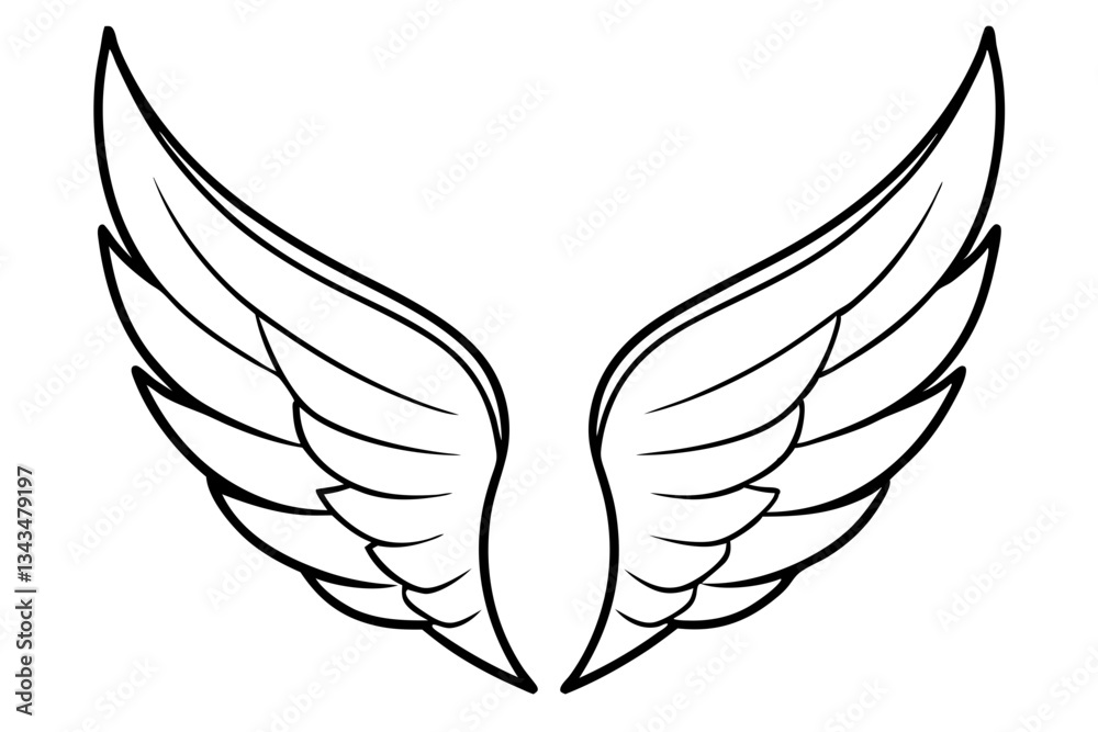 Fototapeta premium wings line art silhouette vector illustration