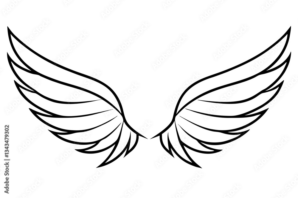 Fototapeta premium wings line art silhouette vector illustration
