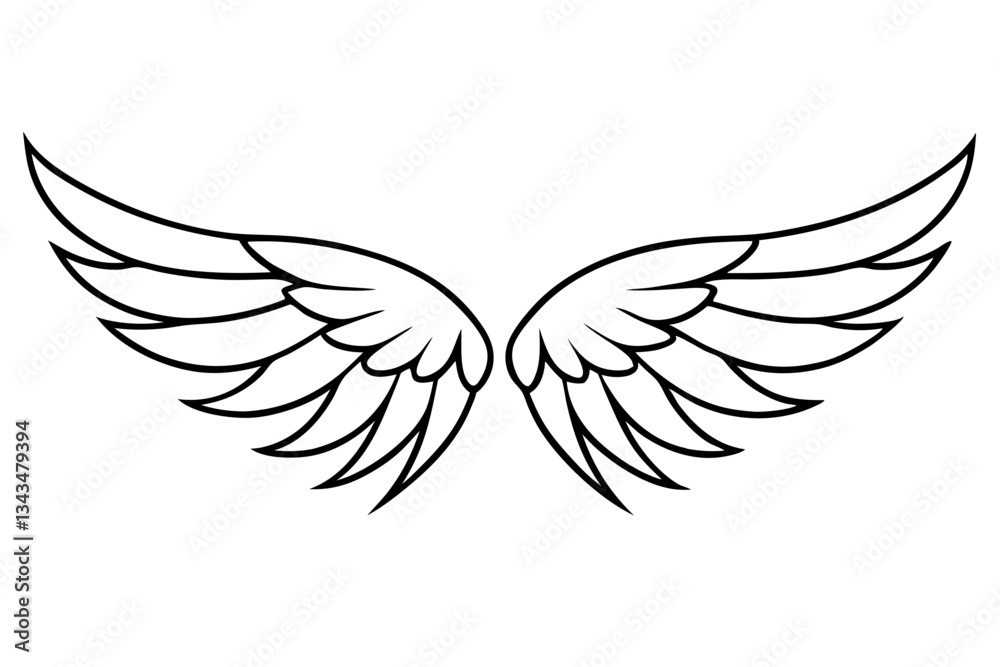 Obraz premium wings line art silhouette vector illustration