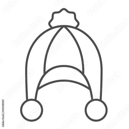 Children knitted hat thin line icon, winter headwear concept. Vector graphics. Warm wool hat sign on white background, outline style icon for mobile or web design.