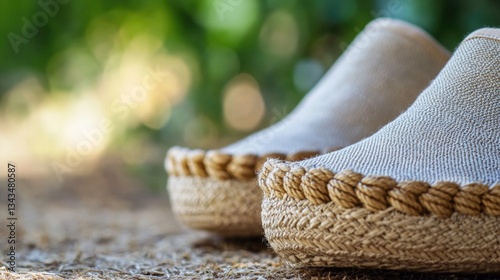 Close-up view of a pair of shoes left on the ground, great for depicting abandonment or disuse