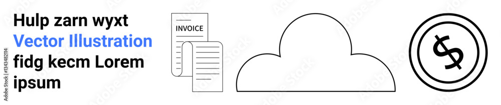 Invoice documents, a cloud icon, and a dollar coin highlight digital finance, cloud storage, and transactions. Ideal for fintech, billing, cloud tech, e-commerce record-keeping finance abstract Invoice documents, a cloud icon, and a dollar coin highlight digital finance, cloud storage, and transactions. Ideal for fintech, billing, cloud tech, e-commerce record-keeping finance abstract