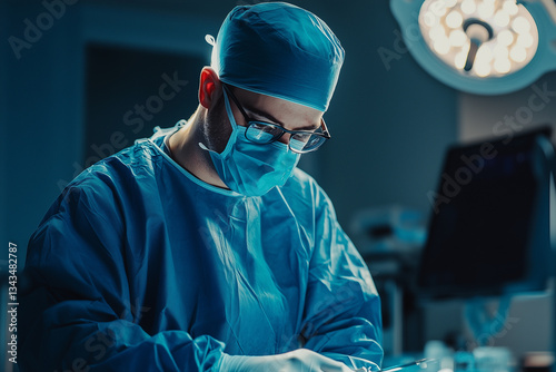 Obraz na płótnie Focused Surgeon Performing a Critical Operation w salonie
