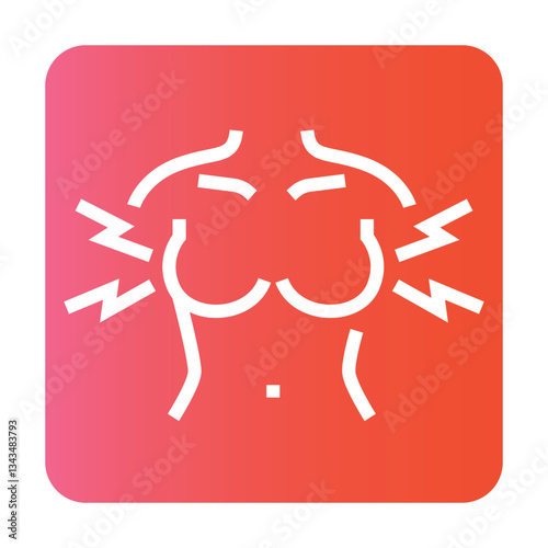 Breast swelling line color icon. Vector isolated button.