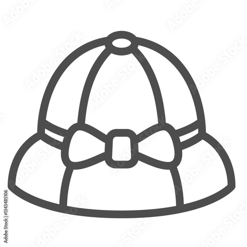 Women hat with bow line icon, summer headwear concept. Vector graphics. Stylish lady hat sign on white background, outline style icon for mobile or web design.