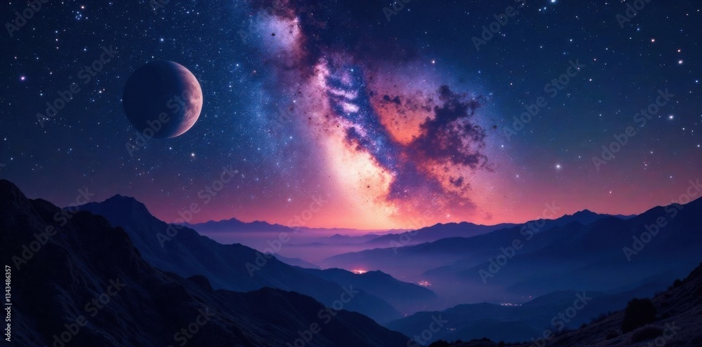 Milky Way galaxy with stars and planets in the darkness of space, stars, astronomy Milky Way galaxy with stars and planets in the darkness of space, stars, astronomy