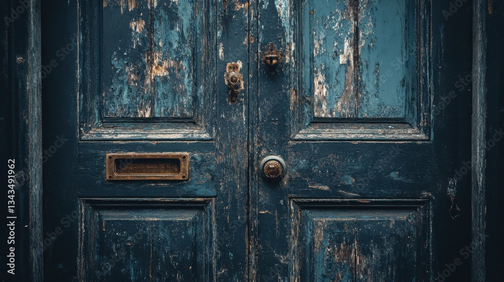 Weathered Blue Wooden Door with Rustic Charm and Vintage Appeal Weathered Blue Wooden Door with Rustic Charm and Vintage Appeal