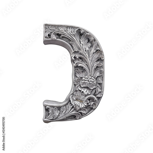 Ornate bas-relief bracket with intricate floral carvings, sculpted in stone-like material. Its baroque details and grayscale tones create a luxurious, three-dimensional, artistic masterpiece