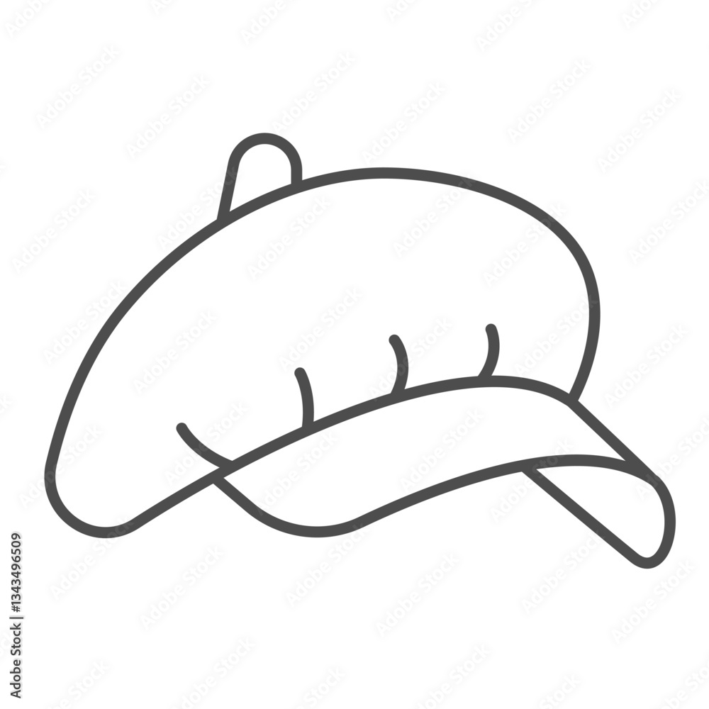 Women kippie hat thin line icon, autumn headwear concept. Vector graphics. Fashion sign on white background, outline style icon for mobile or web design. Women kippie hat thin line icon, autumn headwear concept. Vector graphics. Fashion sign on white background, outline style icon for mobile or web design.