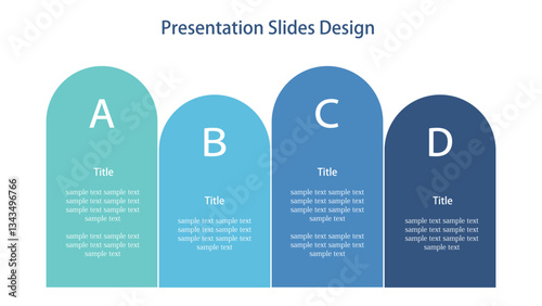 4つの要素のインフォグラフィックス 16:9のスライドのテンプレート