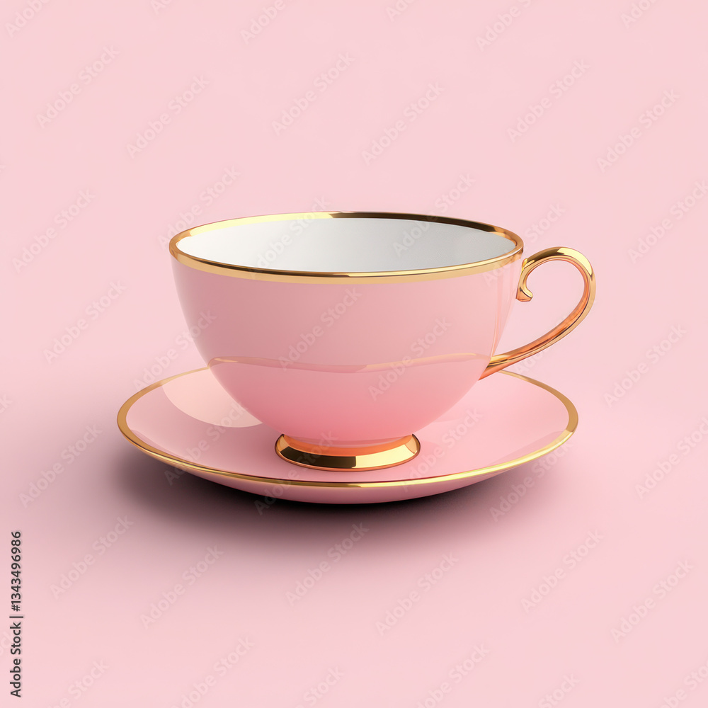 Fototapeta premium pink cup of tea on pink background