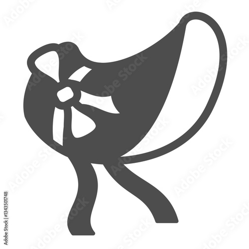 Lady girl hat with ribbon bow solid icon, vintage era headwear concept. Vector graphics. Stylish retro woman hat sign on white background, glyph style icon for mobile or web design.
