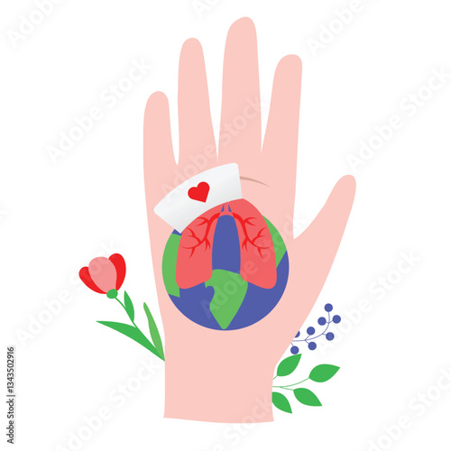 World asthma day, vector cartoon illustration on the white background